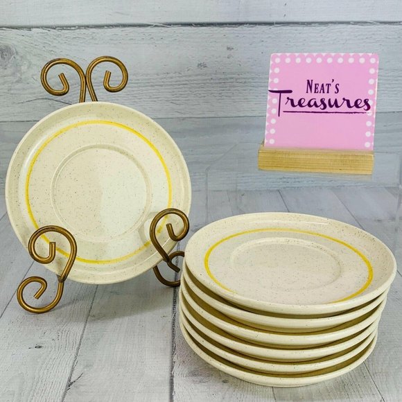 Homer Laughlin Speckled Yellow Band Plates Set 7